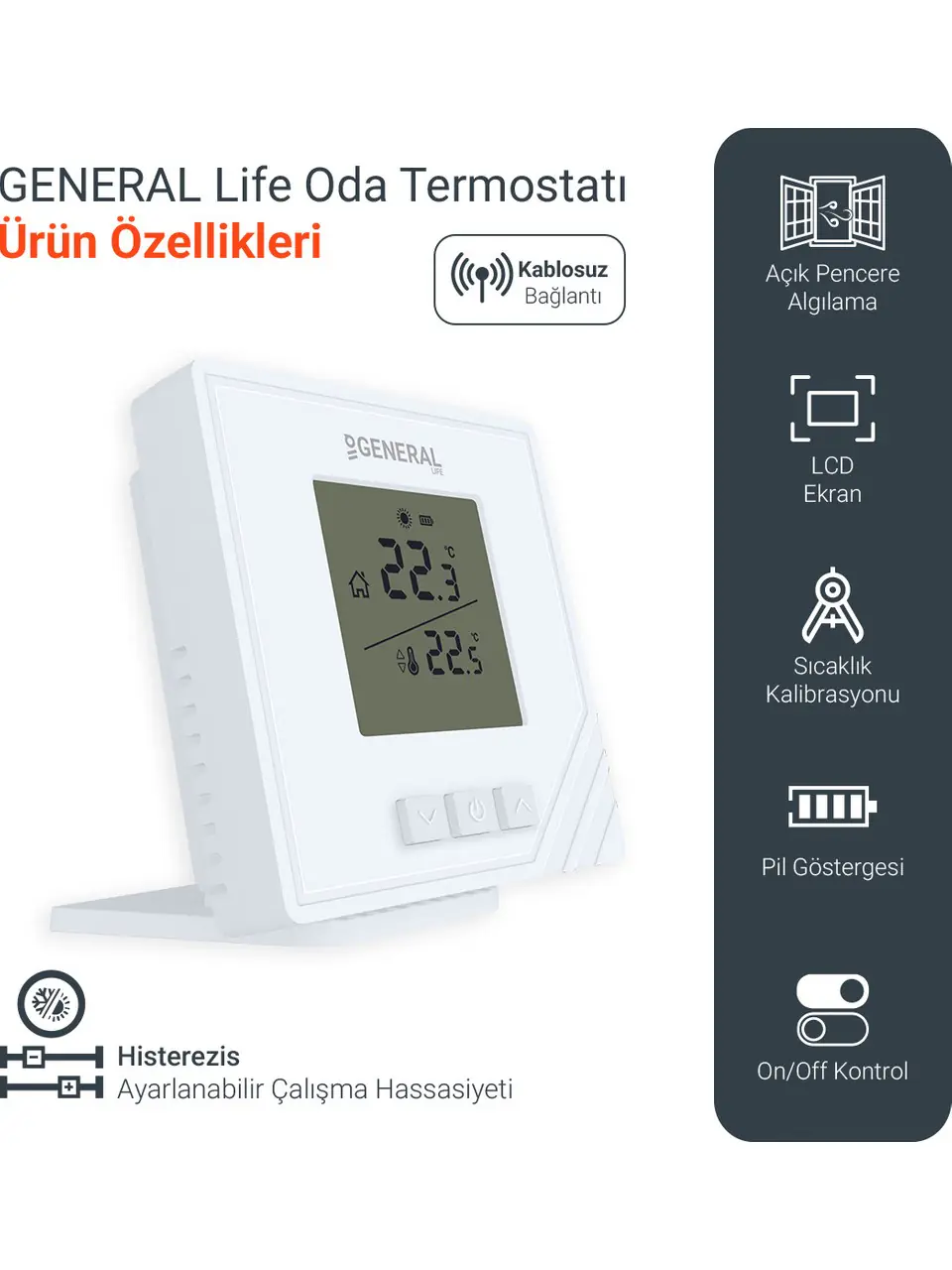 Oda Termostatı Kablosuz HT15 GENERAL 2 Oda Termostatı Kablosuz HT15 GENERAL 2